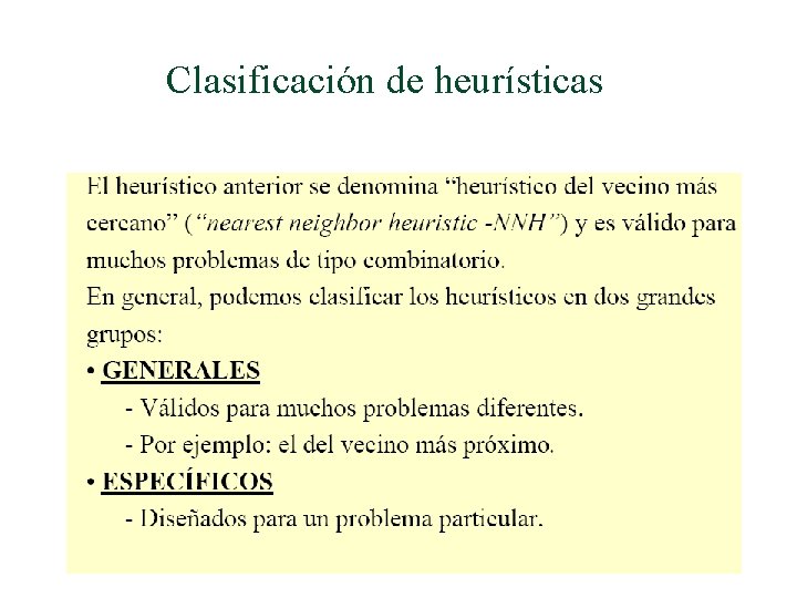 Clasificación de heurísticas 