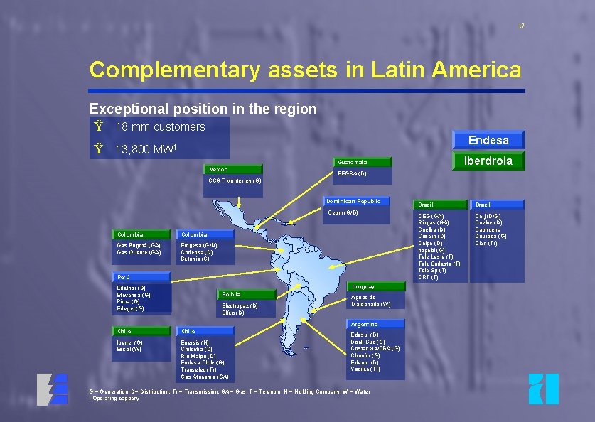 17 Complementary assets in Latin America Exceptional position in the region Ÿ 18 mm