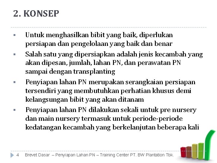 2. KONSEP Untuk menghasilkan bibit yang baik, diperlukan persiapan dan pengelolaan yang baik dan