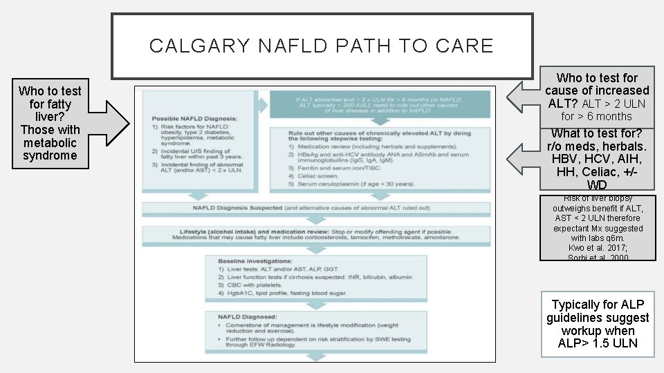 CALGARY NAFLD PATH TO CARE Who to test for fatty liver? Those with metabolic