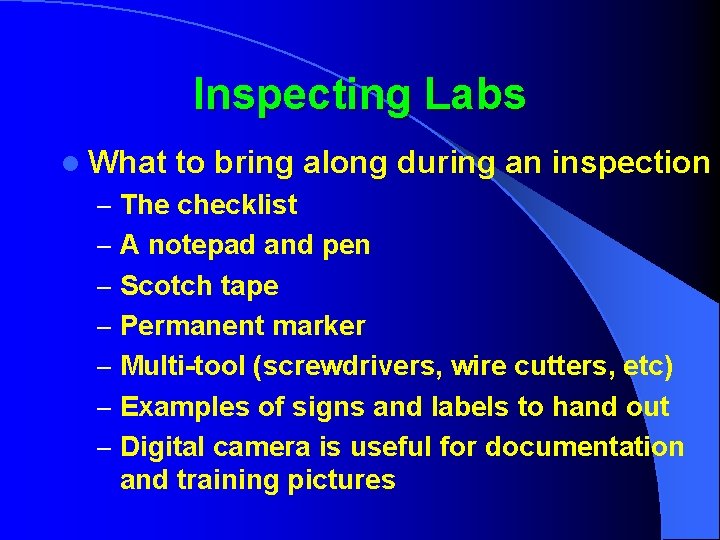 Inspecting Labs l What to bring along during an inspection – The checklist –