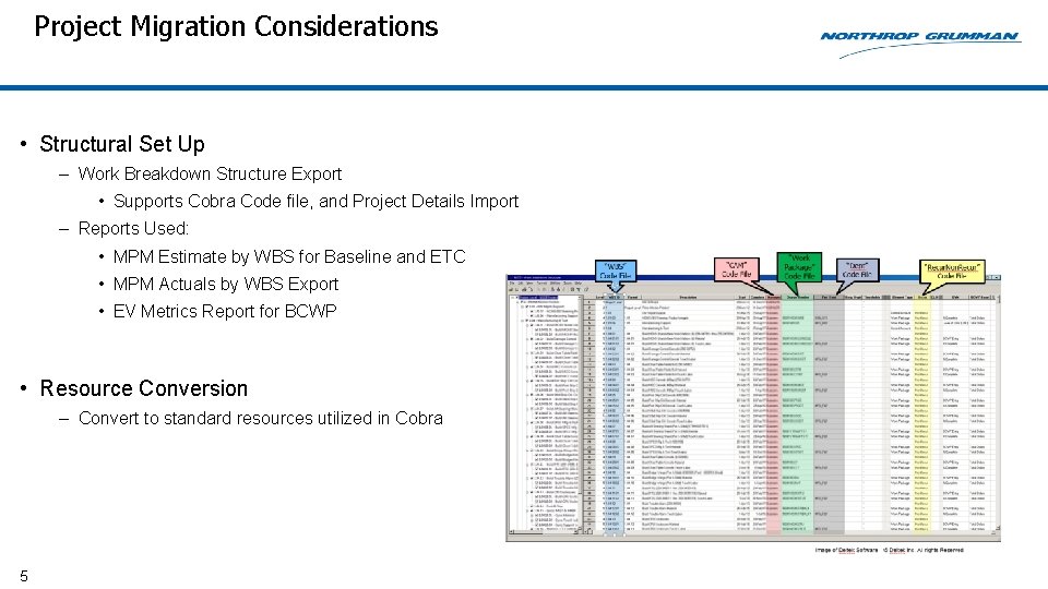 Project Migration Considerations • Structural Set Up – Work Breakdown Structure Export • Supports