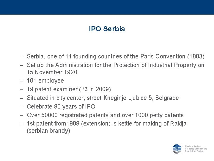 IPO Serbia – Serbia, one of 11 founding countries of the Paris Convention (1883)