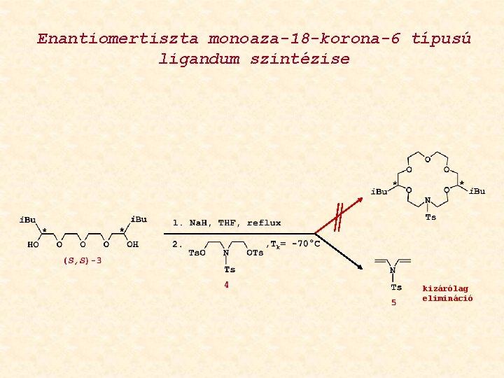 Enantiomertiszta monoaza-18 -korona-6 típusú ligandum szintézise kizárólag elimináció 