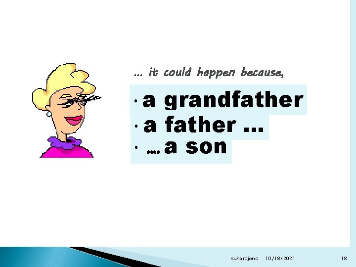 … it could happen because, • a grandfather • a father … • ….