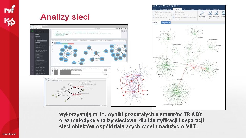 Analizy sieci wykorzystują m. in. wyniki pozostałych elementów TRIADY oraz metodykę analizy sieciowej dla