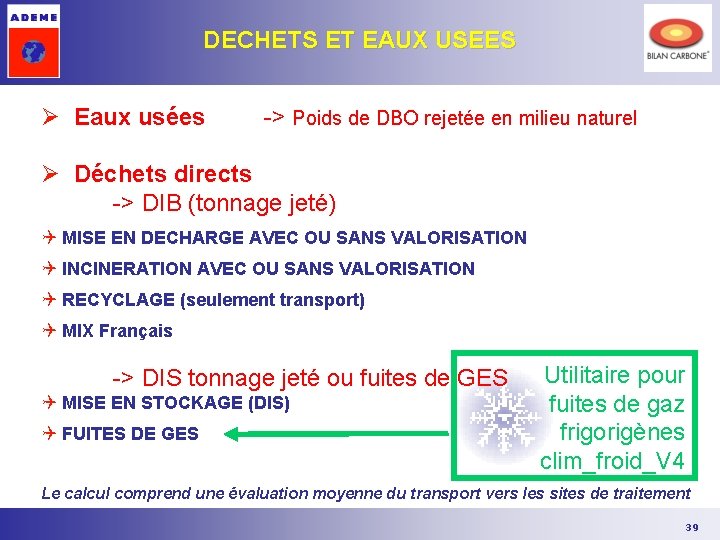DECHETS ET EAUX USEES Ø Eaux usées -> Poids de DBO rejetée en milieu DECHETS ET EAUX USEES Ø Eaux usées -> Poids de DBO rejetée en milieu