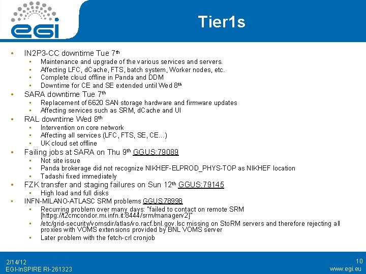 Tier 1 s • IN 2 P 3 -CC downtime Tue 7 th •