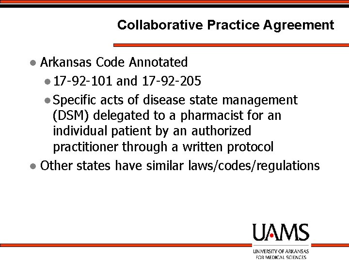 Collaborative Practice Agreement Arkansas Code Annotated l 17 -92 -101 and 17 -92 -205