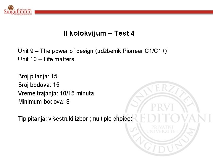 II kolokvijum – Test 4 Unit 9 – The power of design (udžbenik Pioneer