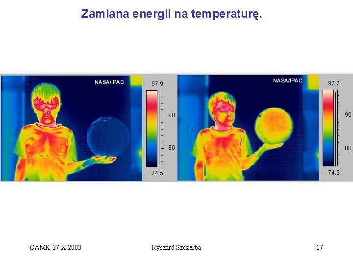 Zamiana energii na temperaturę. CAMK 27 X 2003 Ryszard Szczerba 17 