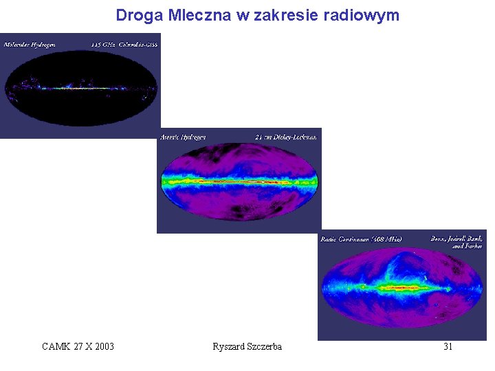 Droga Mleczna w zakresie radiowym CAMK 27 X 2003 Ryszard Szczerba 31 