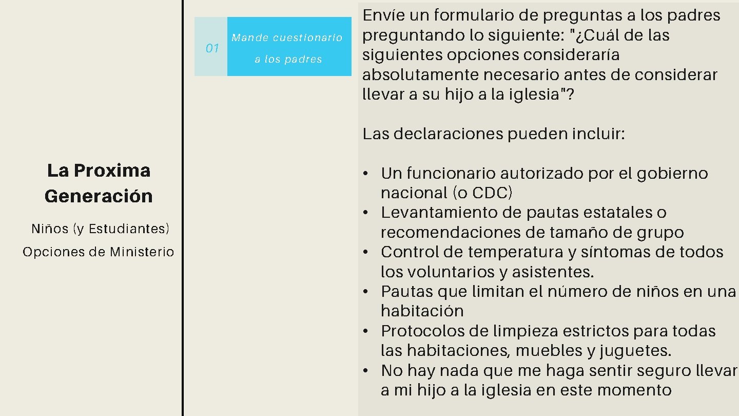 01 Mande cuestionario a los padres Envíe un formulario de preguntas a los padres