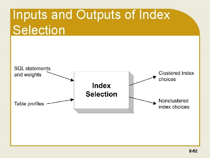 Inputs and Outputs of Index Selection 8 -52 Inputs and Outputs of Index Selection 8 -52