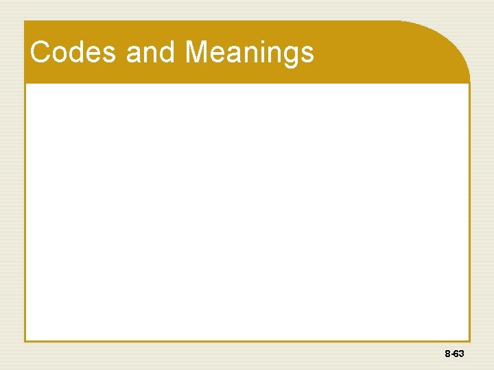 Codes and Meanings 8 -63 Codes and Meanings 8 -63