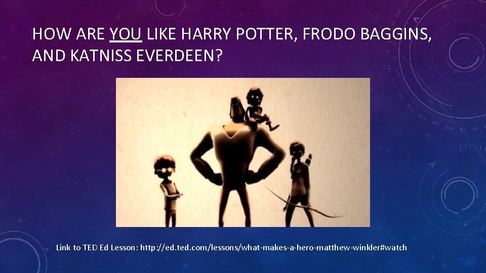 HOW ARE YOU LIKE HARRY POTTER, FRODO BAGGINS, AND KATNISS EVERDEEN? Link to TED