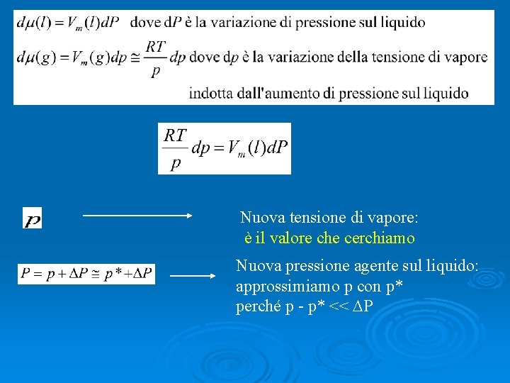 Nuova tensione di vapore: è il valore che cerchiamo Nuova pressione agente sul liquido: