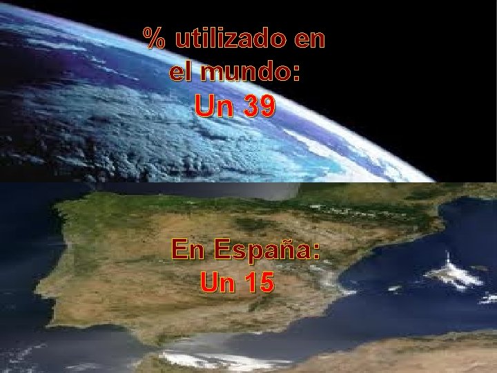 % utilizado en el mundo: Un 39. En España: Un 15 