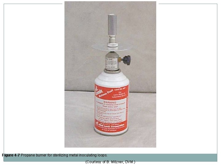 Figure 4 -7 Propane burner for sterilizing metal inoculating loops. (Courtesy of B. Mitzner,