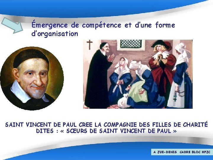 Émergence de compétence et d’une forme d’organisation SAINT VINCENT DE PAUL CREE LA COMPAGNIE