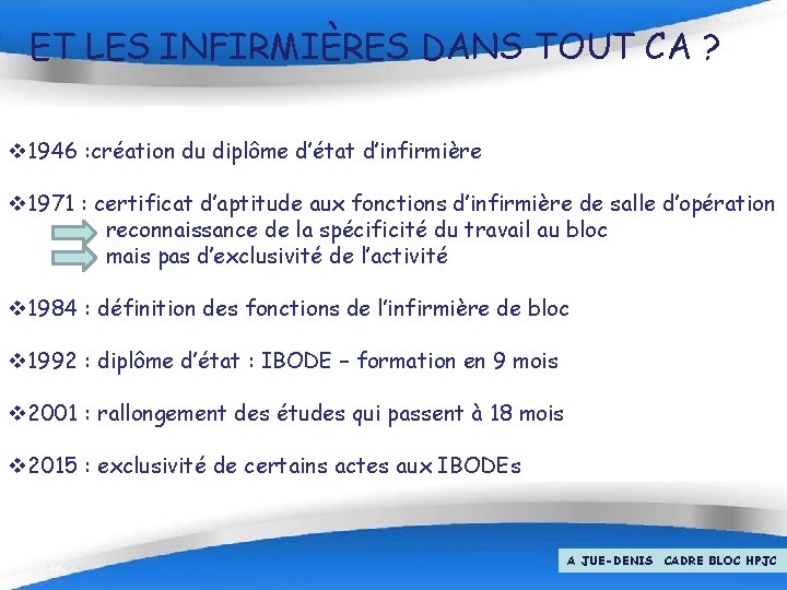 ET LES INFIRMIÈRES DANS TOUT CA ? v 1946 : création du diplôme d’état