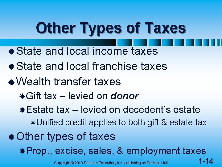 Other Types of Taxes ® State and local income taxes ® State and local