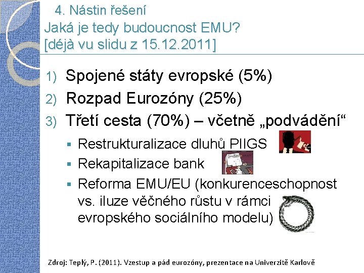 4. Nástin řešení Jaká je tedy budoucnost EMU? [déjà vu slidu z 15. 12.