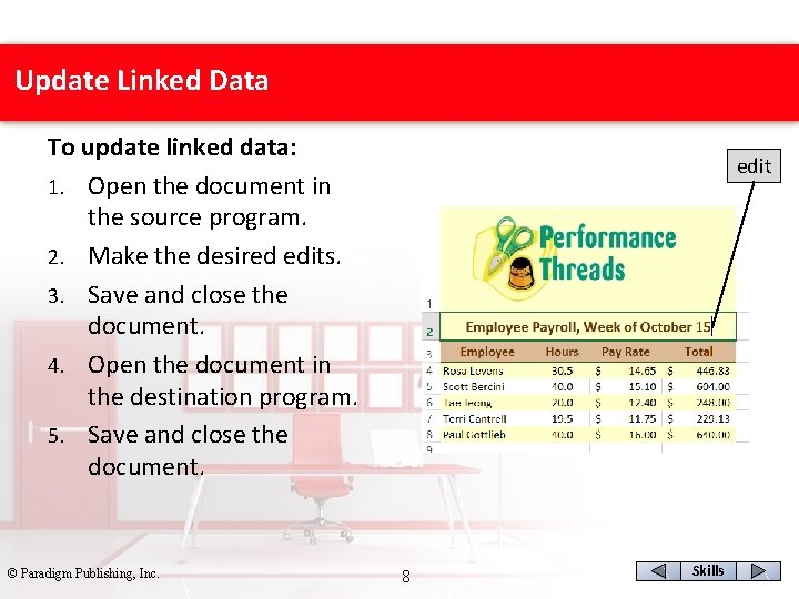 Update Linked Data To update linked data: 1. Open the document in the source