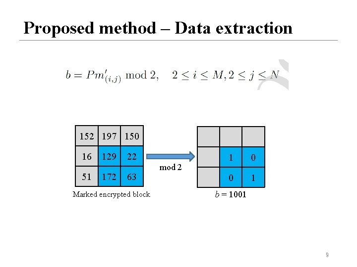 Proposed method – Data extraction 152 197 150 16 51 129 172 22 63