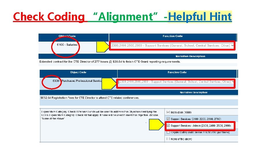 Check Coding “Alignment”-Helpful Hint 
