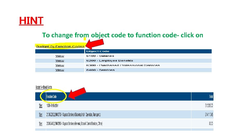 HINT To change from object code to function code- click on 