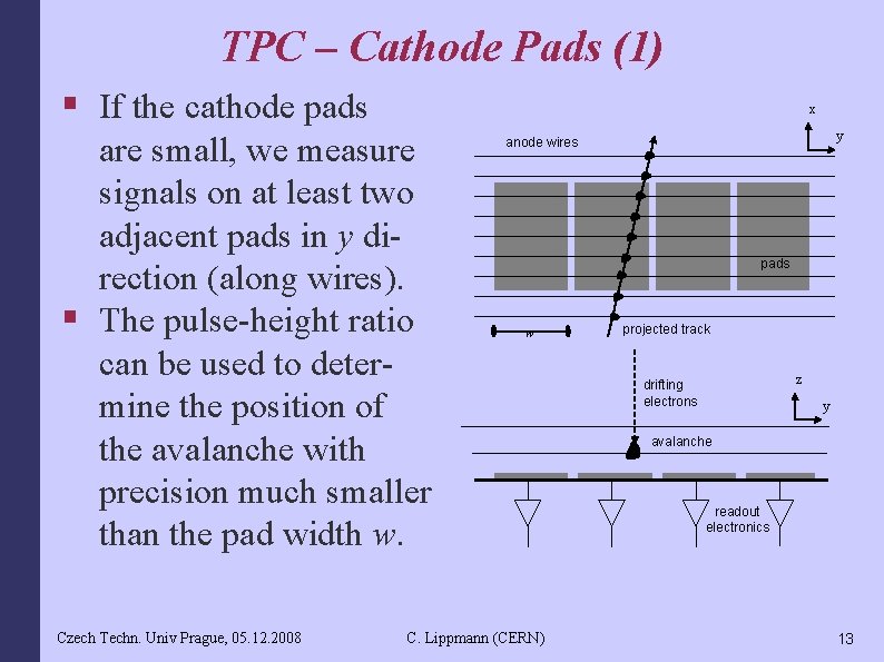 TPC – Cathode Pads (1) § If the cathode pads x are small, we