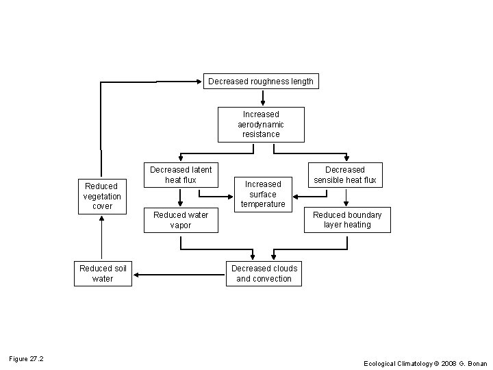 Decreased roughness length Increased aerodynamic resistance Reduced vegetation cover Reduced soil water Figure 27.