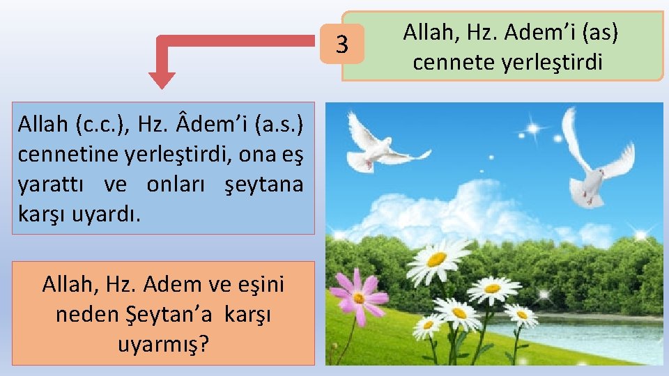 3 Allah (c. c. ), Hz. dem’i (a. s. ) cennetine yerleştirdi, ona eş