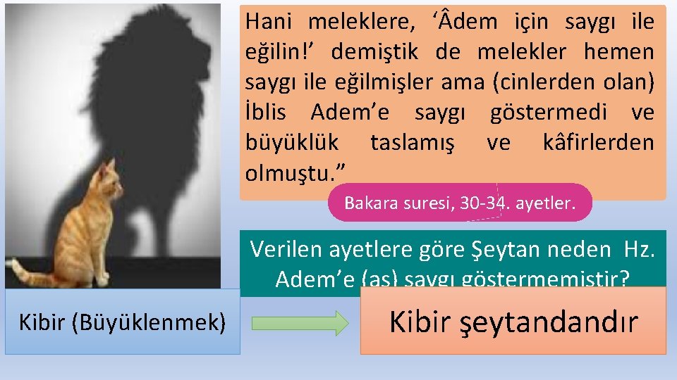 Hani meleklere, ‘ dem için saygı ile eğilin!’ demiştik de melekler hemen saygı ile