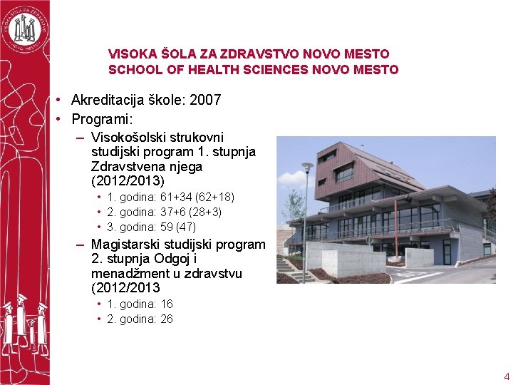 VISOKA ŠOLA ZA ZDRAVSTVO NOVO MESTO SCHOOL OF HEALTH SCIENCES NOVO MESTO • Akreditacija