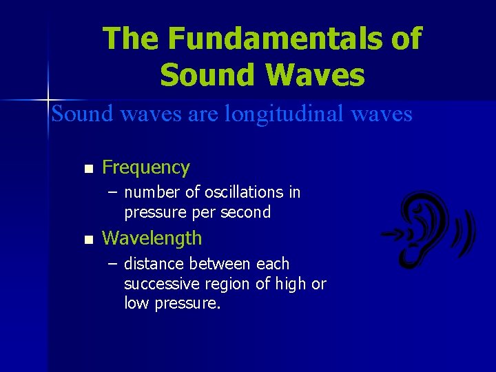 The Fundamentals of Sound Waves Sound waves are longitudinal waves n Frequency – number The Fundamentals of Sound Waves Sound waves are longitudinal waves n Frequency – number