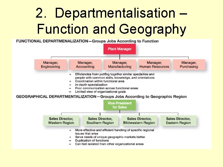 2. Departmentalisation – Function and Geography 