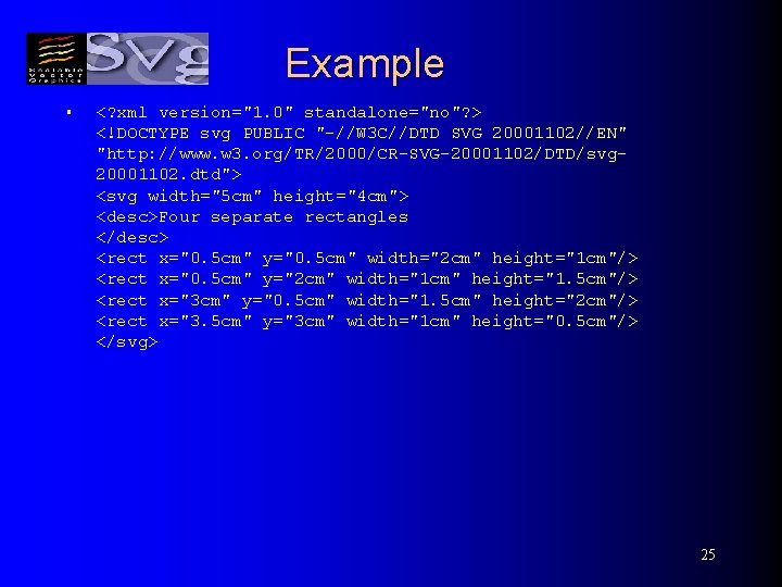 Example § <? xml version="1. 0" standalone="no"? > <!DOCTYPE svg PUBLIC "-//W 3 C//DTD