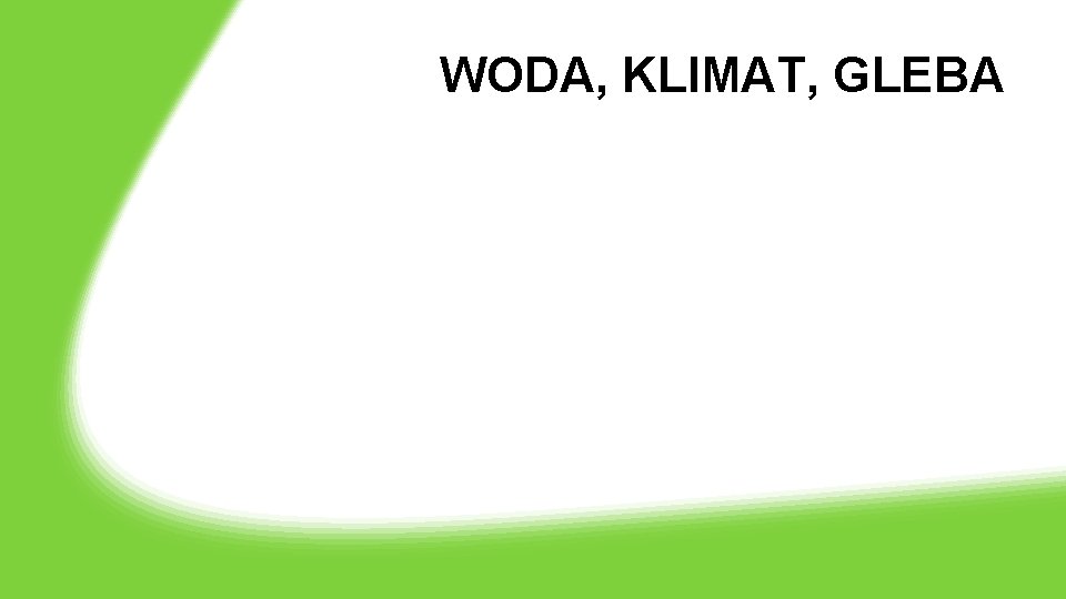 WODA, KLIMAT, GLEBA 