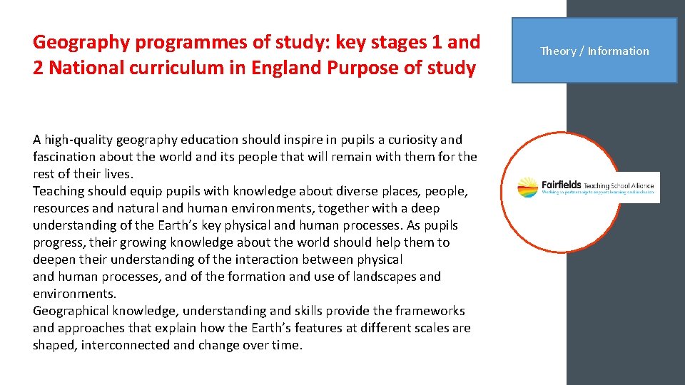 Primary Geography Subject knowledge Development 2019 20 Geography
