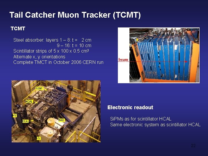 Tail Catcher Muon Tracker (TCMT) TCMT Steel absorber: layers 1 – 8: t =