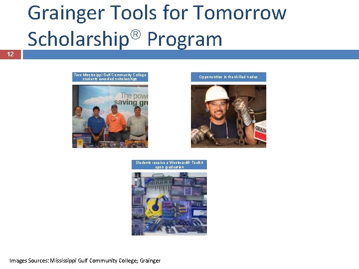 12 Grainger Tools for Tomorrow Scholarship Program Two Mississippi Gulf Community College students awarded