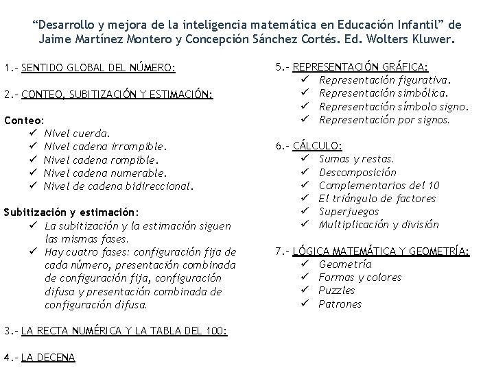 “Desarrollo y mejora de la inteligencia matemática en Educación Infantil” de Jaime Martínez Montero