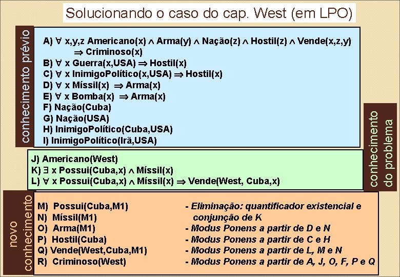 A) " x, y, z Americano(x) Ù Arma(y) Ù Nação(z) Ù Hostil(z) Ù Vende(x,