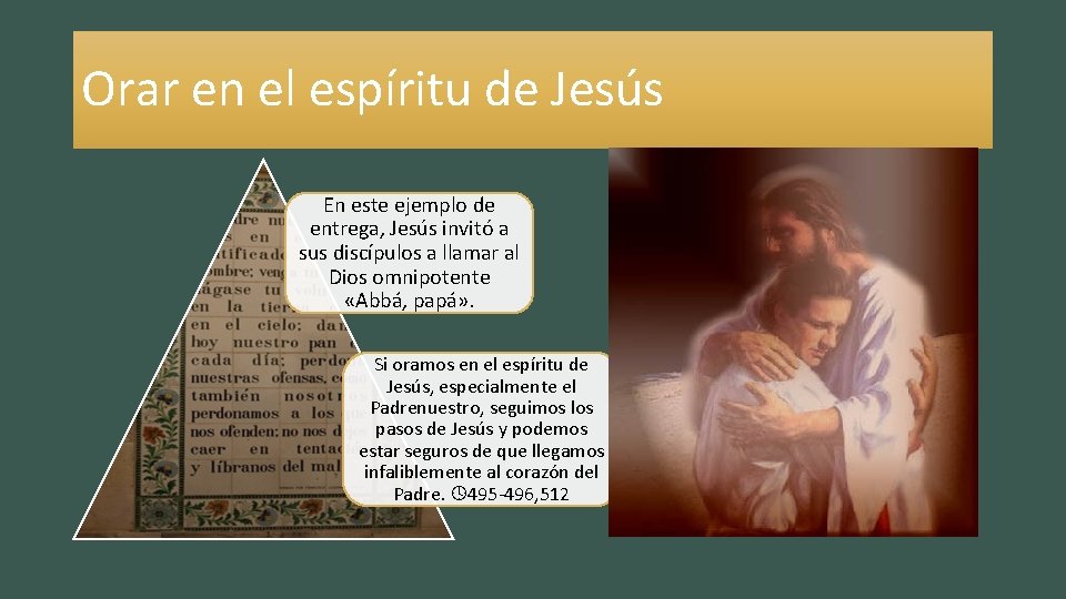 Orar en el espíritu de Jesús En este ejemplo de entrega, Jesús invitó a