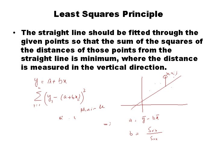 Least Squares Principle • The straight line should be fitted through the given points