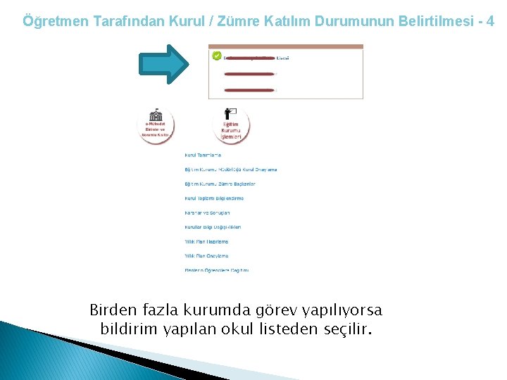 Öğretmen Tarafından Kurul / Zümre Katılım Durumunun Belirtilmesi - 4 Birden fazla kurumda görev