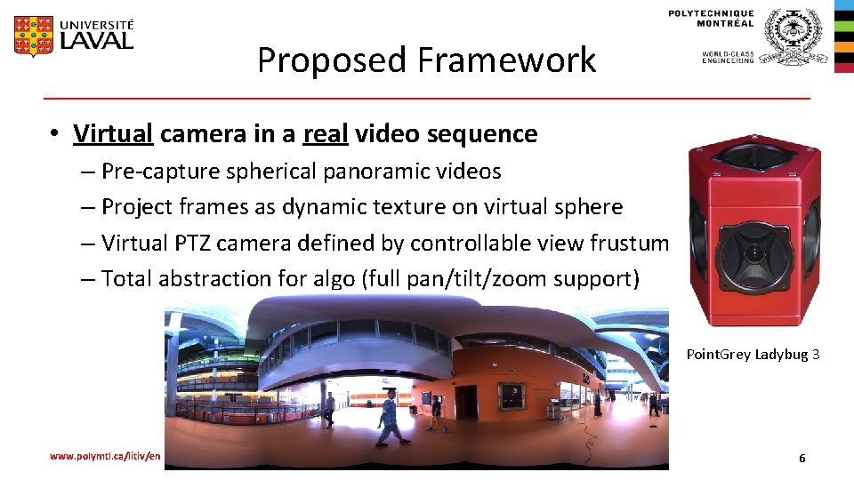 Proposed Framework • Virtual camera in a real video sequence – Pre-capture spherical panoramic