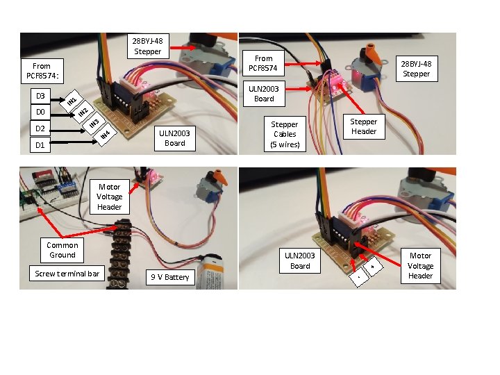 28 BYJ-48 Stepper From PCF 8574: D 3 D 0 28 BYJ-48 Stepper ULN